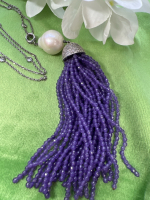 Pearl with Amethyst Beads Sterling 32 inch chain