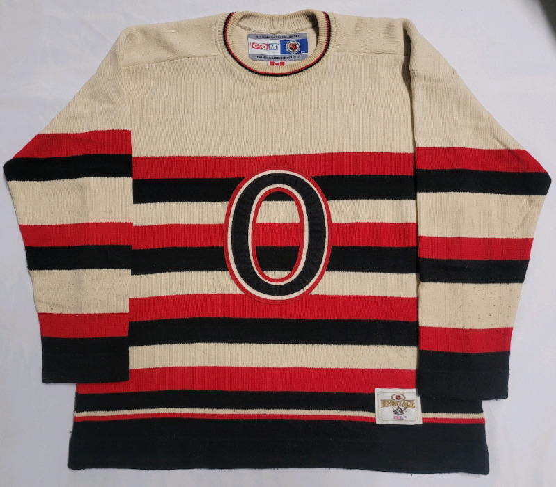 Ottawa Senators NHL Hockey Retro Heritage Knit Jersey . Size XL , Pre-owned
