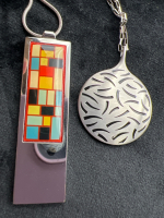 Two Stainless Steel Pendants 925 Sterling Chain IMOOI