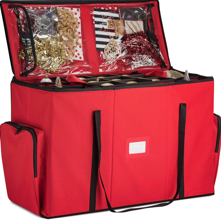 As Is Super Rigid 2-in-1 Christmas Ornament Storage Box & Xmas Figurine Container 28.5”x17.5”x12.5”