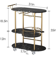 As New PAUKIN Black Bar Carts with 4-Tier Storage Shelves
