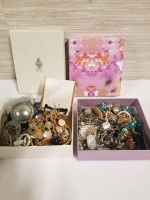 2 boxes of vintage to modern jewelry