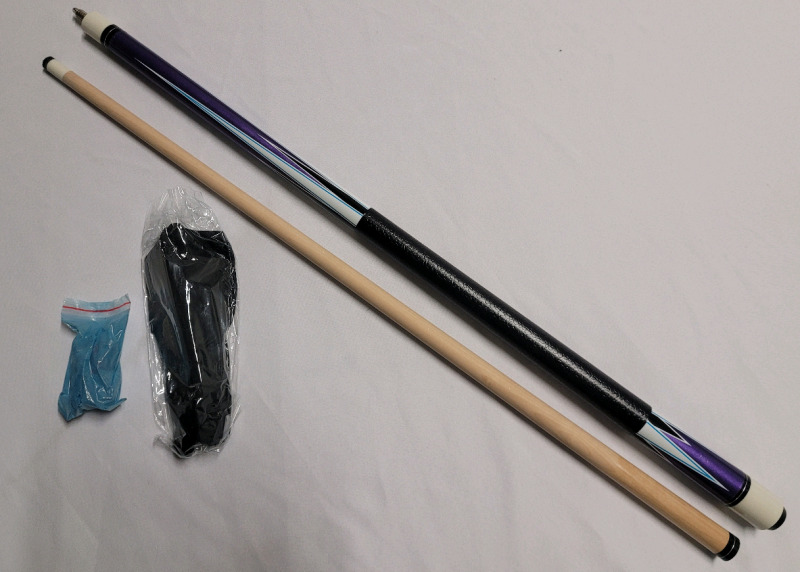 New - 2pc Billiard Pool Cue with 2 Chalk & Finger Glove . Weight & Make Unknown