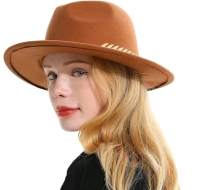 New Geyanuo Womens Classic Fedora Hat / Wide Brim Floppy Panama Hat with 4 Interchangeable Hat Belts