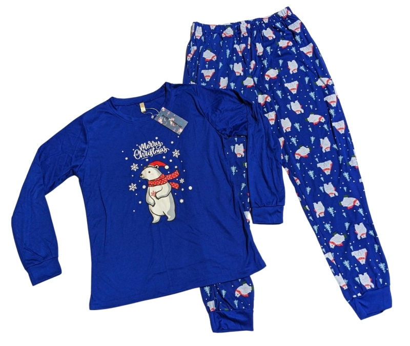 New Ladies Wintertime Christmas Polar-Bear Long Sleeved Pajama Set (Ladies Medium)