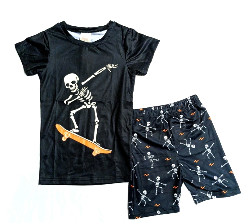 New MyFav Cool Skeleton Shorts & Top Set with Glow in the Dark Skeleton on Top (Youth Size 8Y)