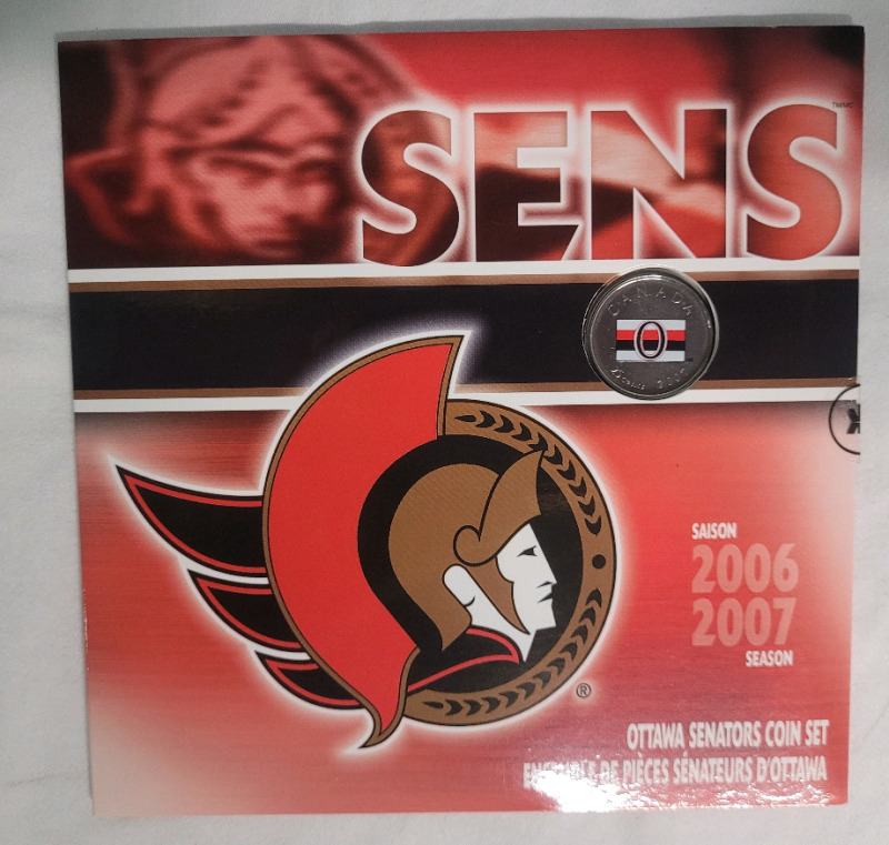 NHL Hockey Ottawa Senators Canadian Coin Set with Coloured Quarter