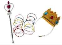 Great Princess Crown/Headband with Wand & 11 New Taylor Swift-Themed Elastic Beaded Bracelets