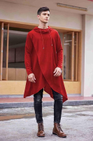 NEW COOFANDY Mens Hooded Poncho Cape Cloak Casual Asymmetric Hem Hoodie Sweatshirts size 2XL