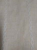 60 x 108 Tablecloth Looks like a homespun fabric perhaps a heavier weight cotton. Interesting detail stitching