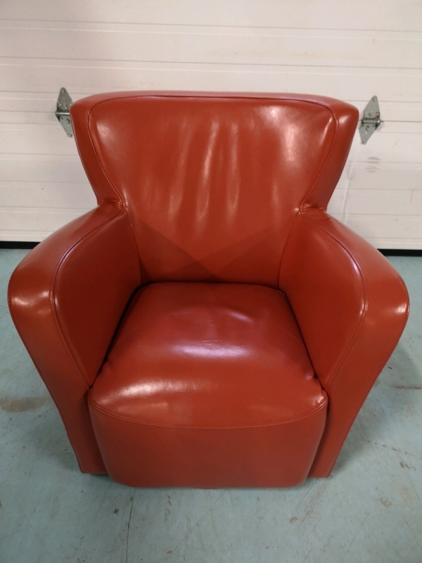 Orange Faux Leather Club Chair