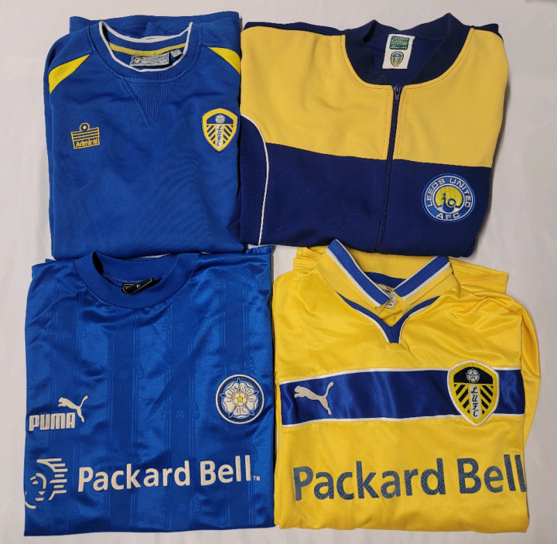 LEEDS United FC Sweaters & Jerseys Lot . 2 Sweaters & 2 Jerseys . Pre-owned