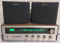 Vintage ROTEL RX-200A Solid State AM/FM Stereo Receiver with Sony Speakers . Working