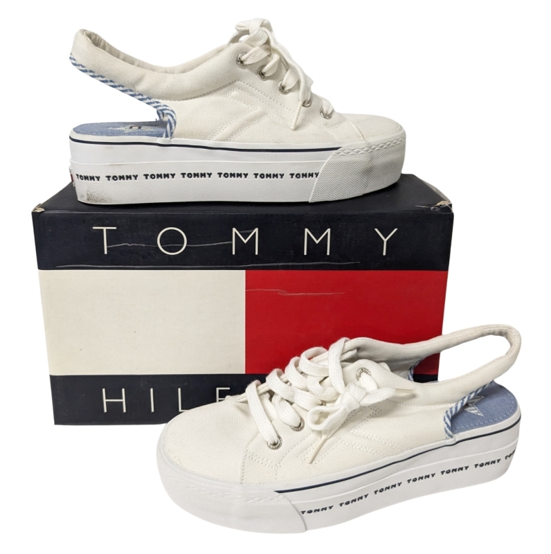 TOMMY HILFILGER Janie White Slingback Shoes Size 9M / EUR 40 TW0211 With Original Box
