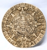 Neat 9.4" Hanging Aztec / Mayan Calendar & Lightweight Wood Hinged Oval Box Topped with 2 Crouching Humans - 2