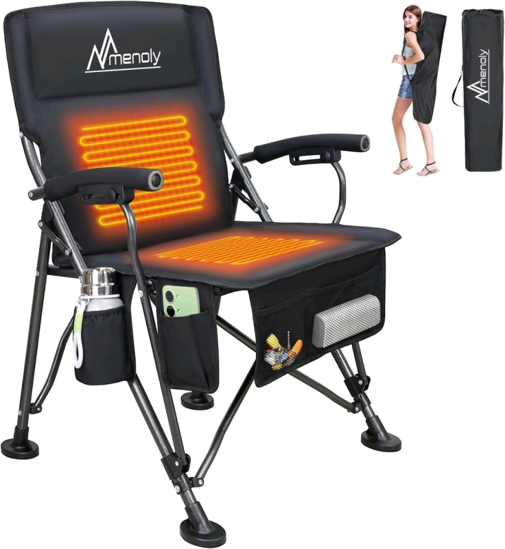 New Menoly Heated Camping Chair with Storage Bag