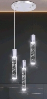Dolria 3-Lights in Round Base LED Pendant Light Modern Crystal Chandelier
