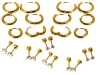 12 New Pairs of 14K Gold Plated Surgical Steel Cartilage Earrings Studs & Chunky Hoops / Huggers (6 Designs, 2 Pairs Each) - 2