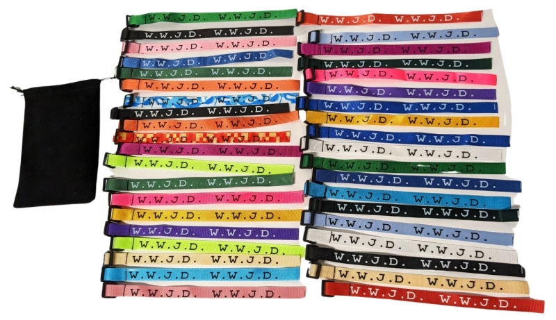 39 New W.W.J.D. " What Would Jesus Do? " Nylon Bracelets 10" Long