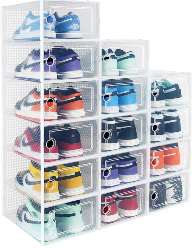 Hrrsaki 15 Pack Foldable Shoe Storage Boxes 13” x 9” x 5.5”