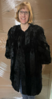 Beautiful 3/4 Sleeve Black Fur Jacket with soft Inner Lining , Fits like a large