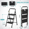 NEW double elite folding 3 step ladder black - 2