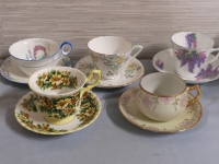 5 Vintage Cups & Saucers - Royal Albert, Shelley+