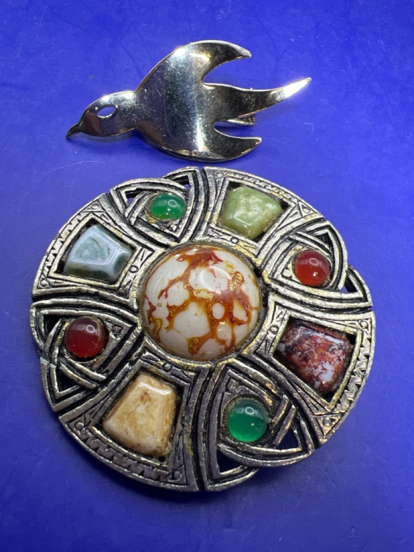 Celtic Agate Glass Brooch Flying Bird Brooch