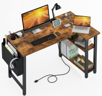 Lufeiya Small L Shaped Desk with Power Outlet Shelves, 40 Inch