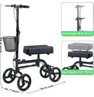 WINLOVE Black Steerable Knee Walker Roller Scooter with Basket