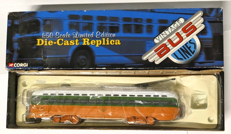 Vintage CORGI 1:50 Scale Limited Edition Diecast Capital Transit Rail Car US55021 PCC Streetcar - Fruit Salad Los Angeles CA w Original Box