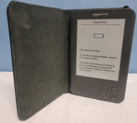 Amazon Kindle E-Reader in Case . No Power Cord . Untested , As Is