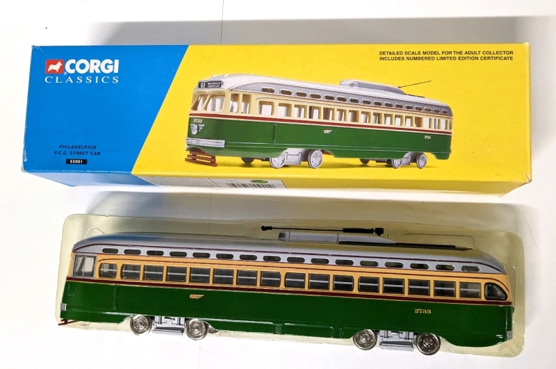 Vintage CORGI 1:50 Scale Limited Edition Diecast #55001 Philadelphia PCC Street Car w Original Box