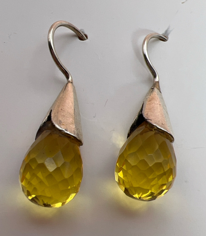 Briolette high Faceted Citrine Crystal Earrings