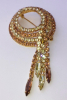 Stunning Austrian Crystals Tendril Golden Brooch Earrings Set - 2