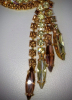 Stunning Austrian Crystals Tendril Golden Brooch Earrings Set - 4