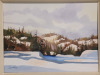 Winter Lake Scene Oil on Board Framed , Signed by Canadian Artist Jean-Guy Schnobb - 2