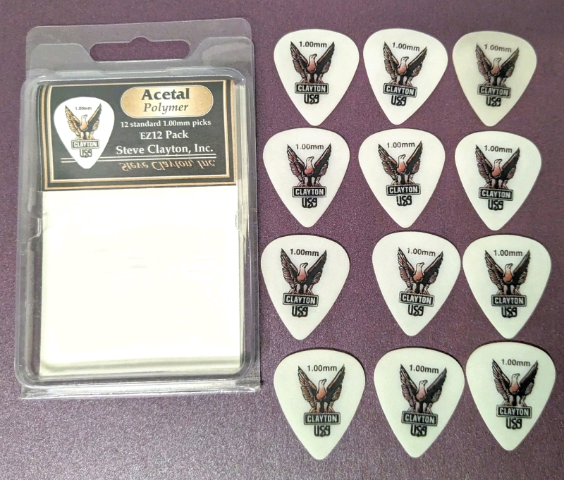 12 New Clayton Standard S100 1.00mm Picks : Acetal Polymer, Steve Clayton, Inc.