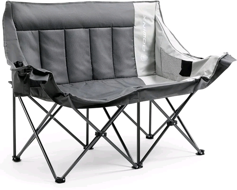 New Dowinx Double Camp Chair / Portable Folding Outdoor Loveseat with Side Pockets - Holds up to 440lbs