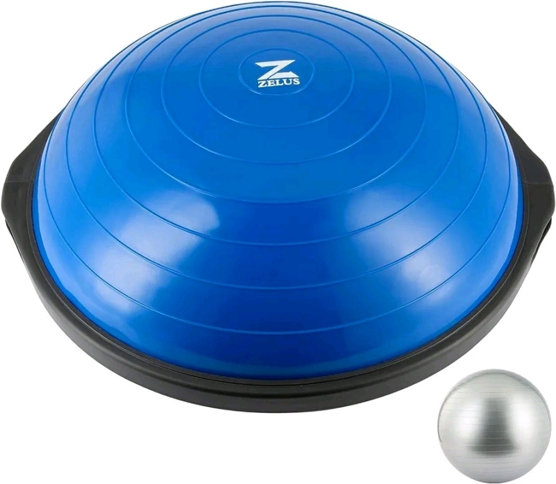 New ZELUS 25in. Balance Ball | 1500lb Inflatable Half Exercise Ball Wobble Board Balance Trainer w Nonslip Base