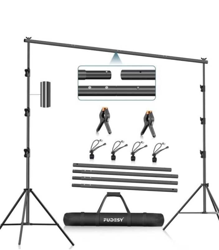 NEW FUDESY Photo Video Studio 10 x 10Ft Heavy Duty Adjustable Backdrop Stand,Background Support System for Photography with Carry Bag,Two Pieces Spring Clamps