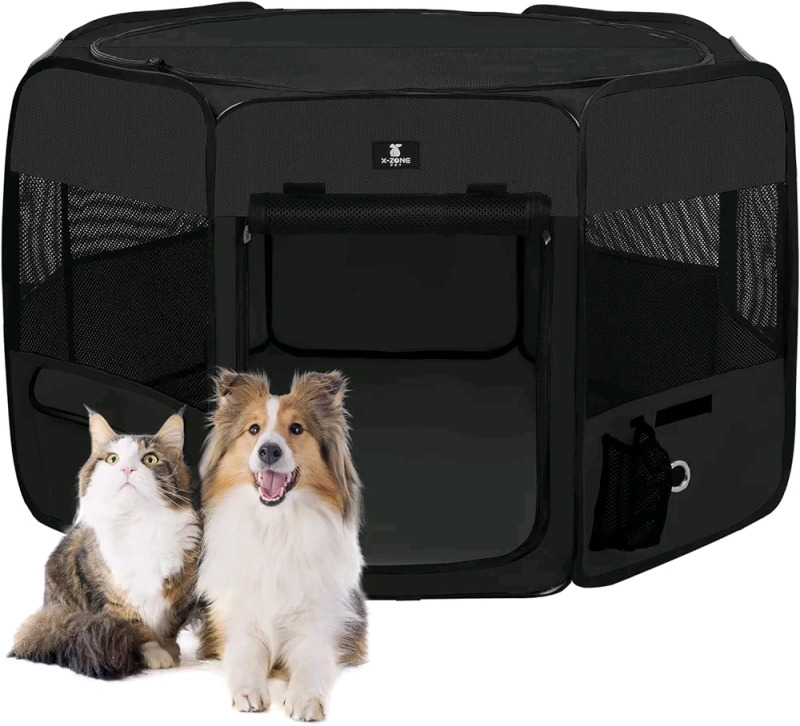 NEW X-ZONE PET Portable Foldable Pet Dog Cat Playpen Crates Kennel/Premium 600D Oxford Cloth,Removable Zipper Top, Indoor and Outdoor Use Size M 22H x 31W"