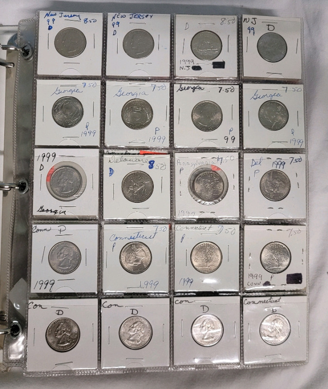 1999 - 2008 United States of America State Quarters in Binder . 240+ Coins