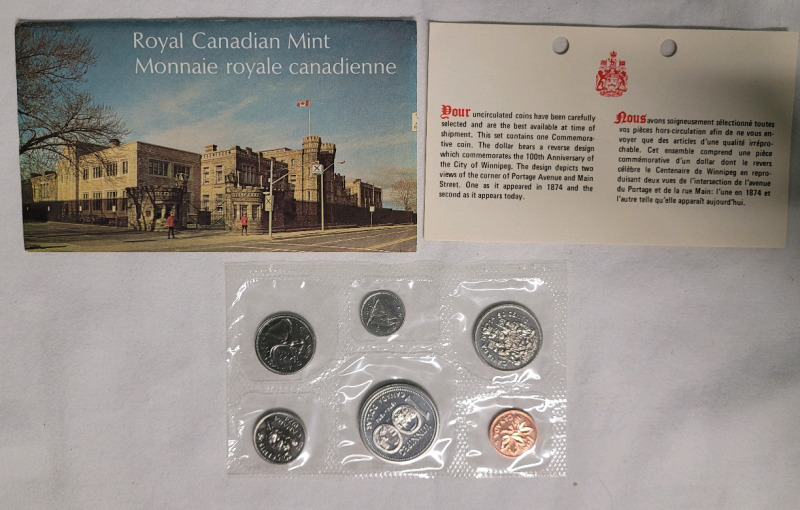 1974 (1874-) Canadian Winnipeg Coin Set , Sealed Uncirculated