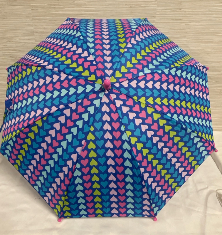 NEW Shedrain Kids Umbrella heartstripe design 23&rdquo; long