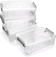 New BTSKY 4 Pack Extra Large Capacity Translucent Plastic Pencil Box Stackable