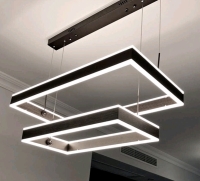 Modern Rectangular LED Chandelier with Adjustable Suspension & Remote Control