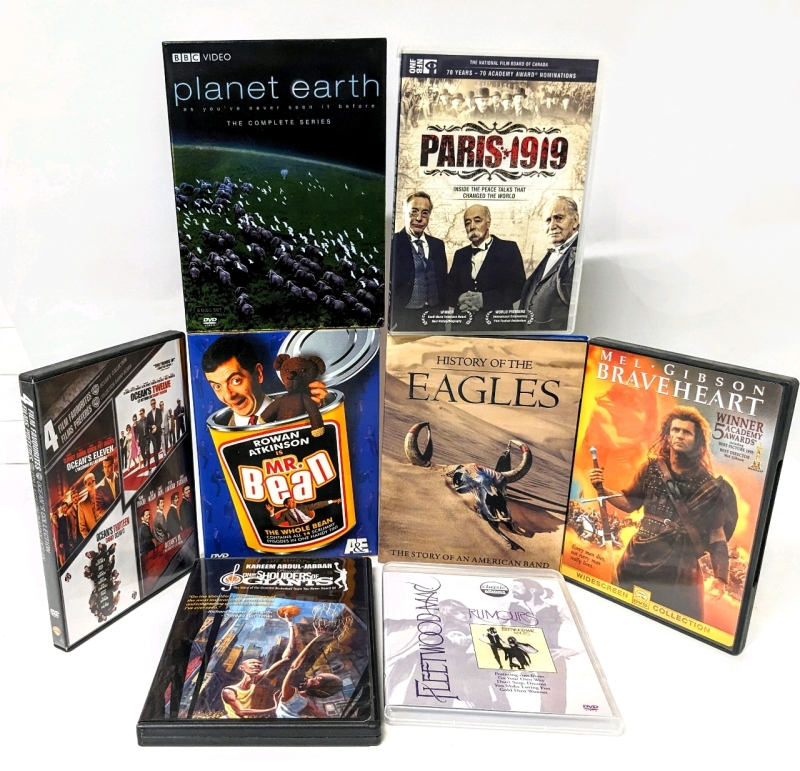 TV and Movie DVDs : Mr Bean (All 14 Episodes!), Planet Earth (Complete Series!), History of The Eagles, Fleetwood Mac & More