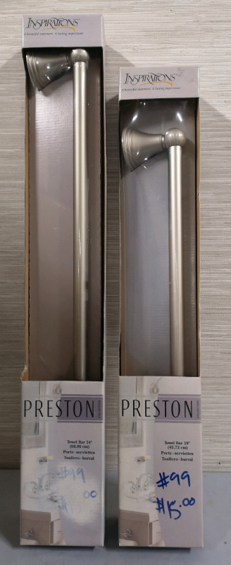 2 New Inspirations Towel Bars - 24" & 18"