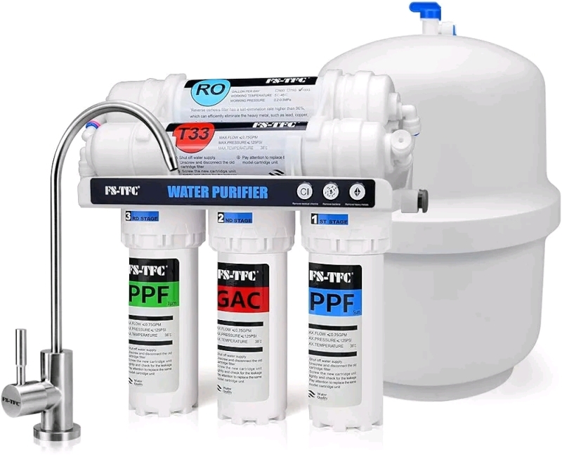 New FS-TFC 5-Stage Reverse Osmosis Drinking Water Filtration System - FS-RO-100G-A